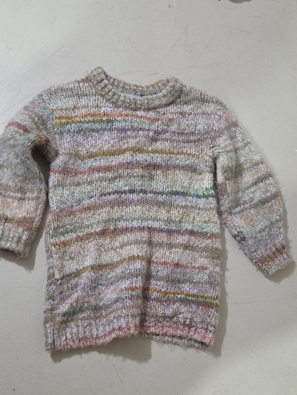 Zara Pastel Multicolor Striped Crewneck Sweater